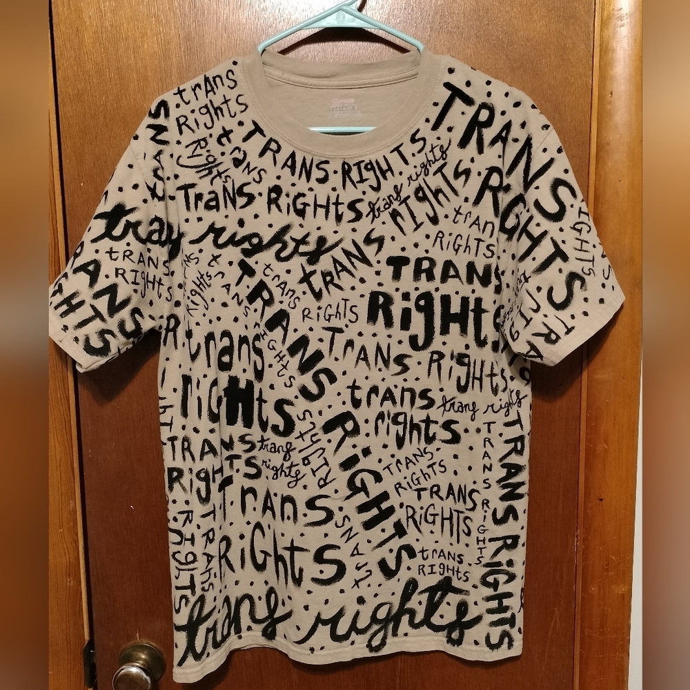 "Trans Rights" All Over Hand Painted Tee